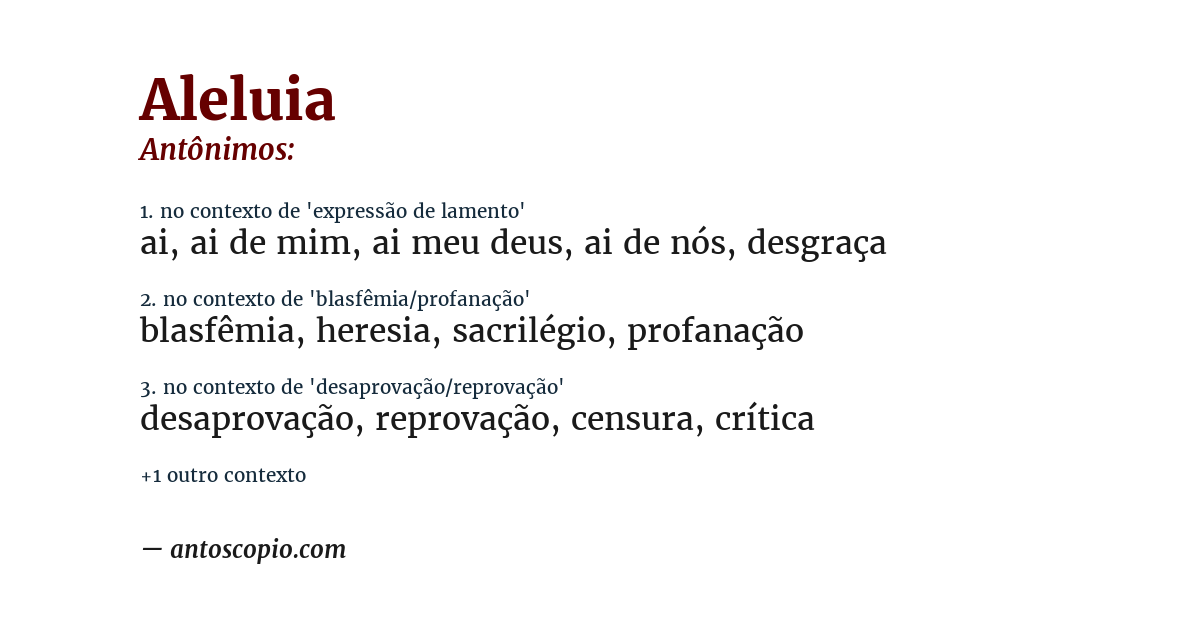 Antônimo de aleluia