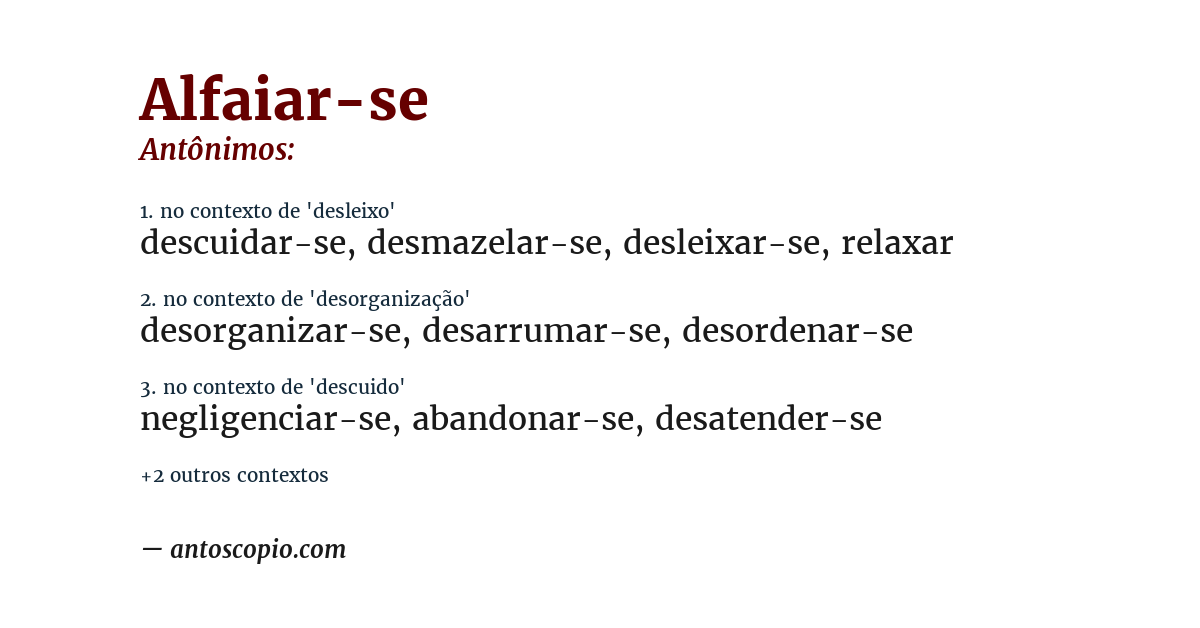 Antônimo de alfaiar-se