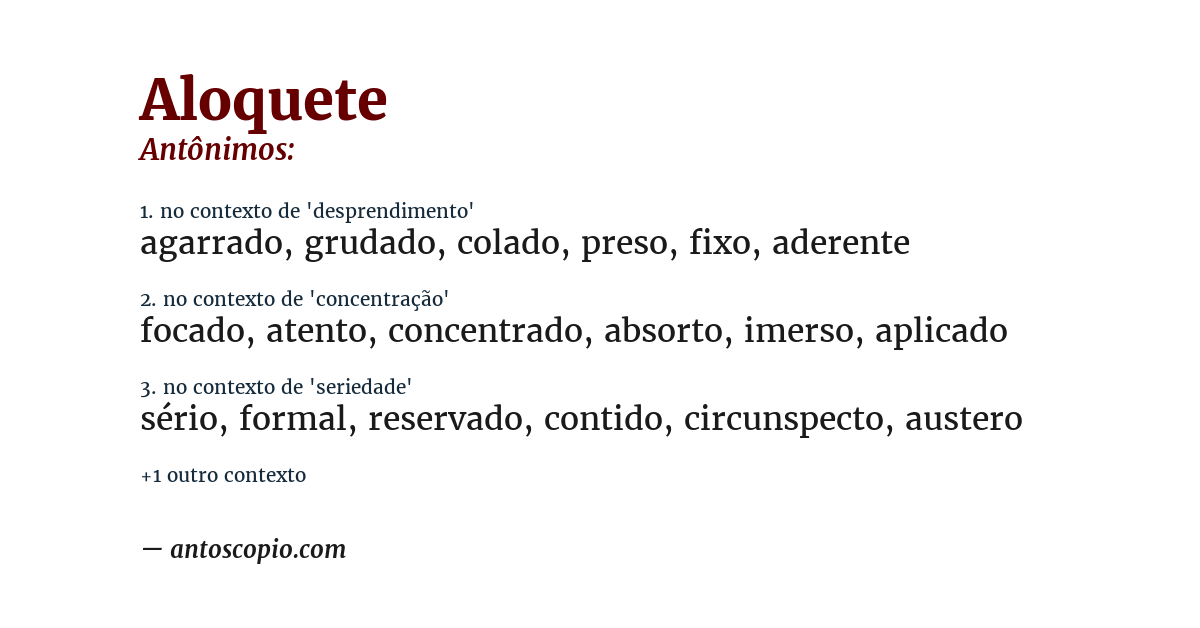 Antônimo de aloquete
