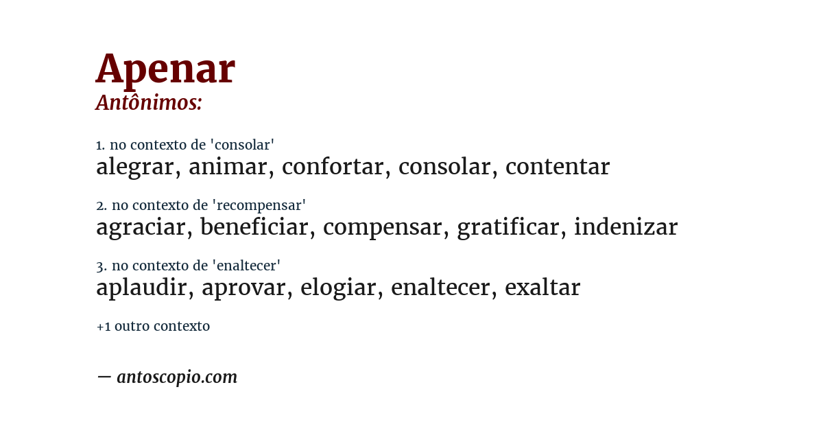 Antônimo de apenar