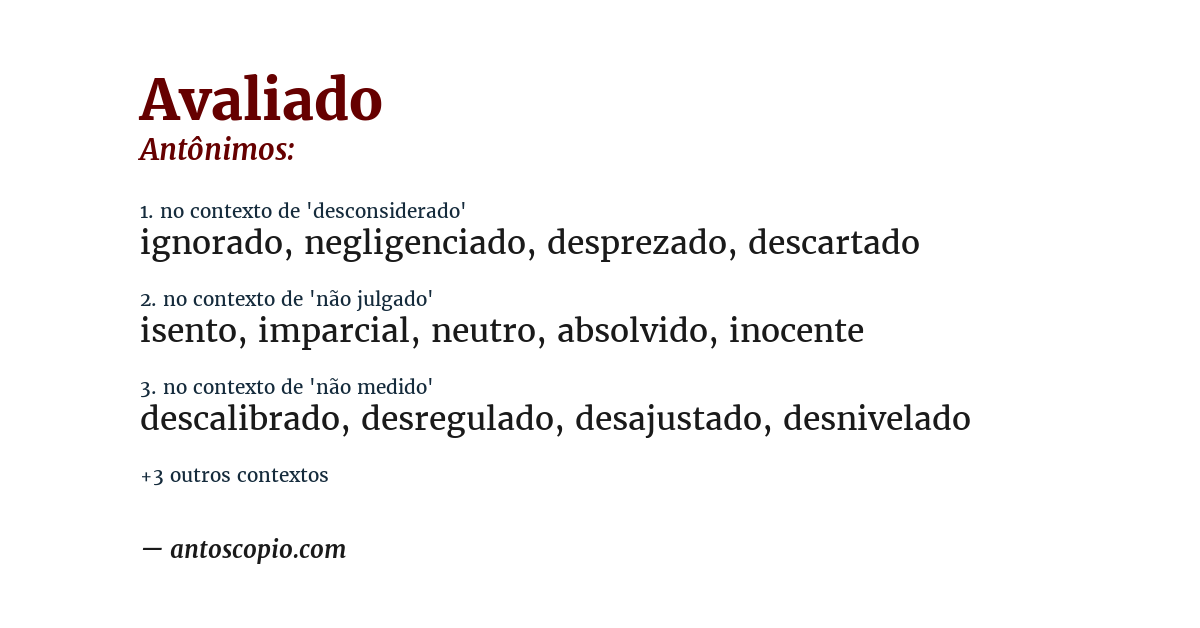 Antônimo de avaliado