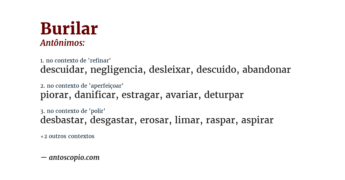 Antônimo de burilar