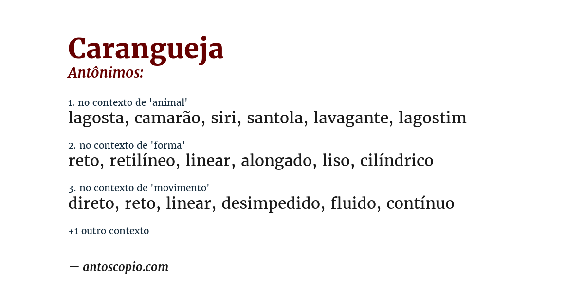 Antônimo de carangueja