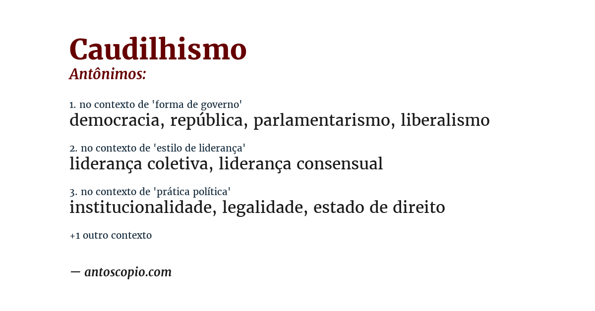 Antônimo de caudilhismo