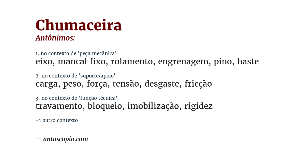 Antônimo de chumaceira