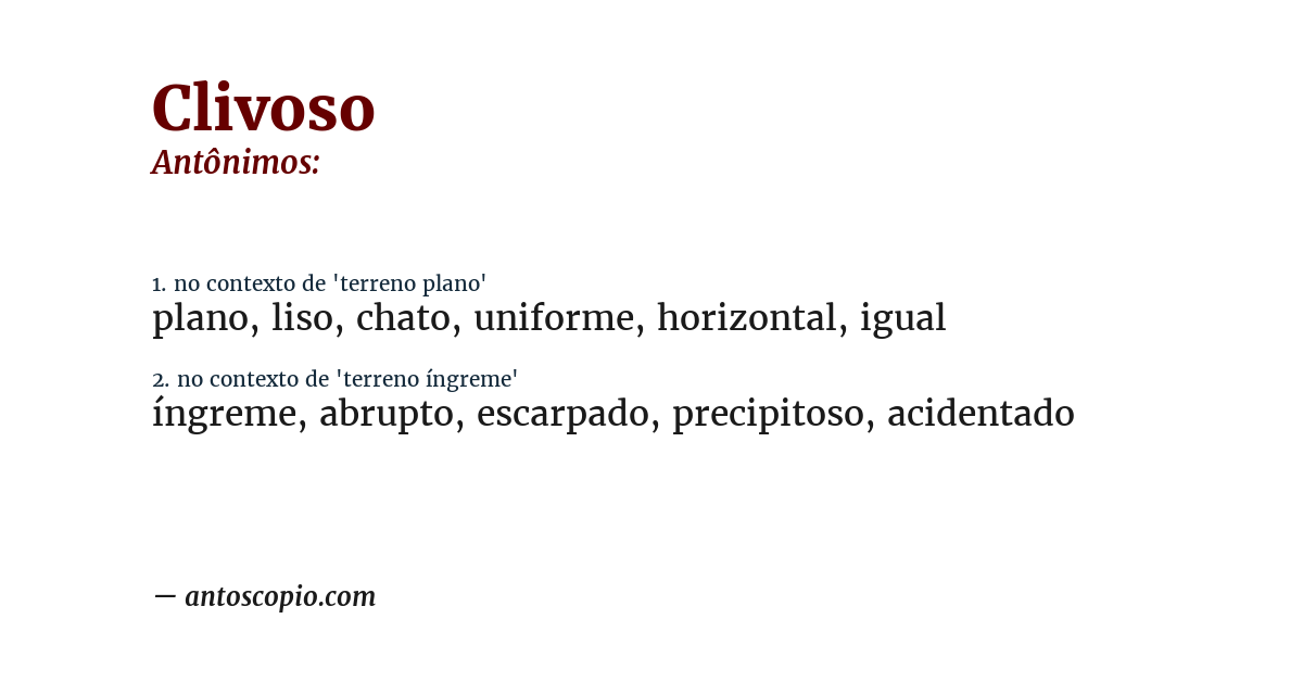 Antônimo de clivoso