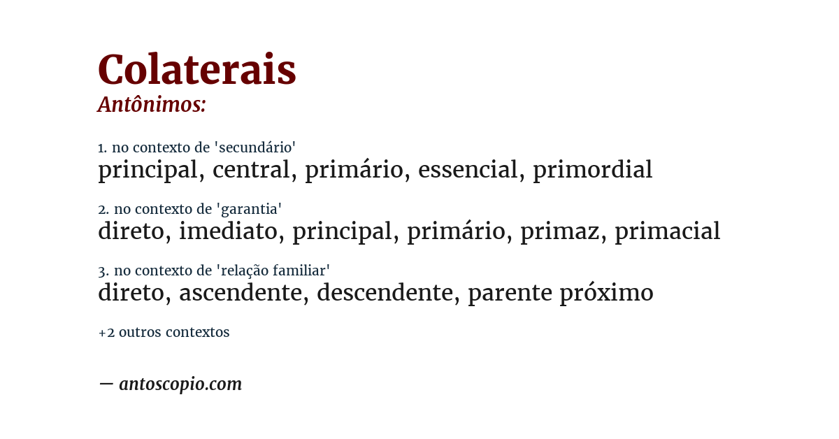 Antônimo de colaterais