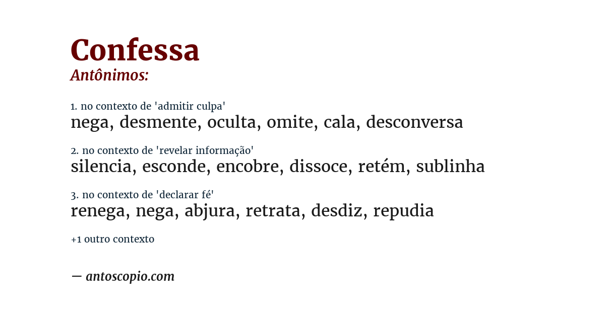 Antônimo de confessa