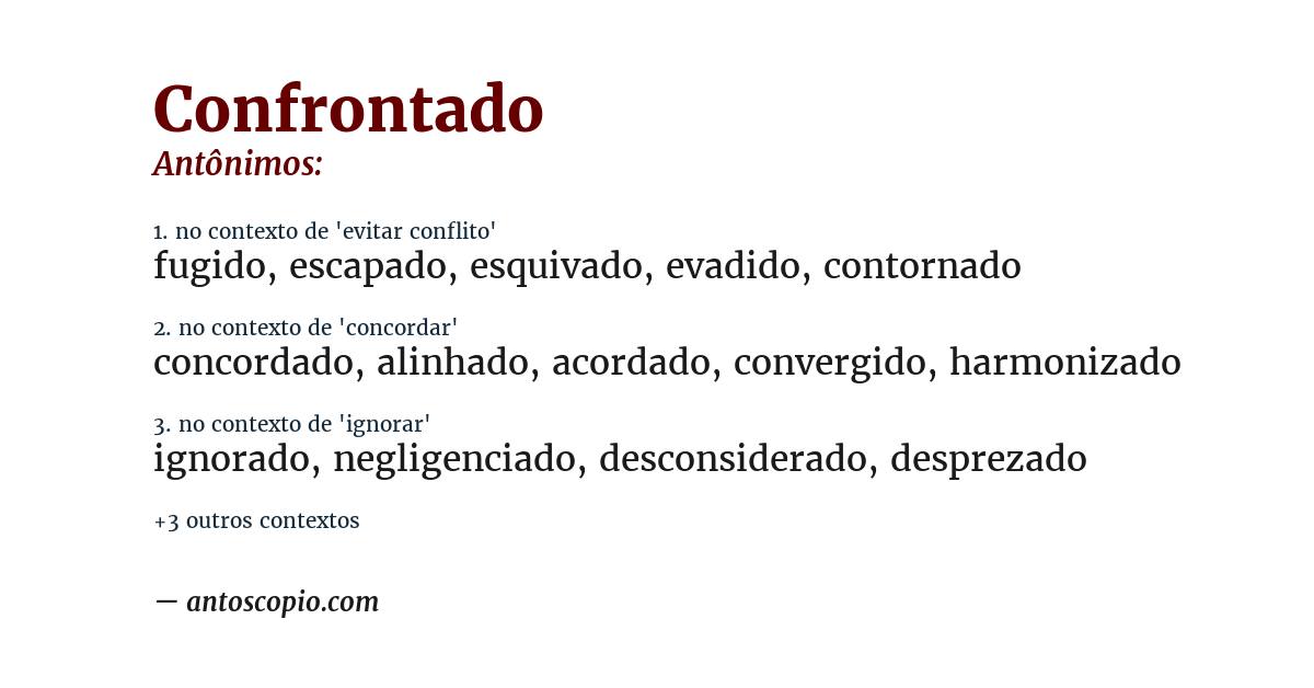 Antônimo de confrontado