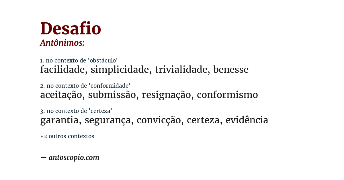 Antônimo de desafio
