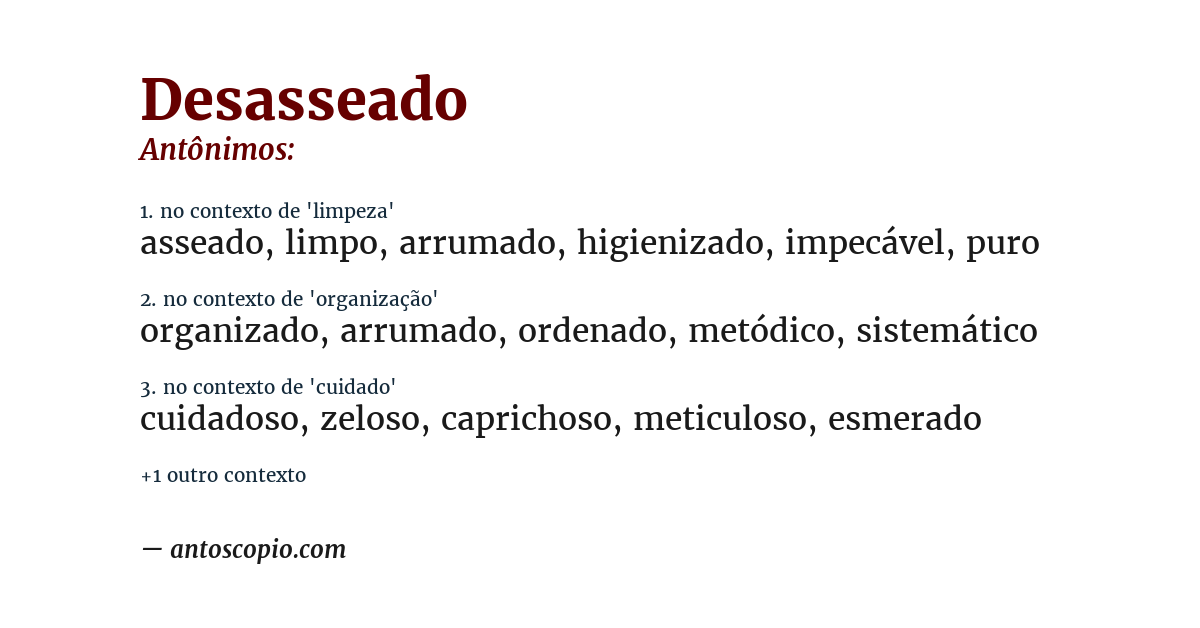 Antônimo de desasseado