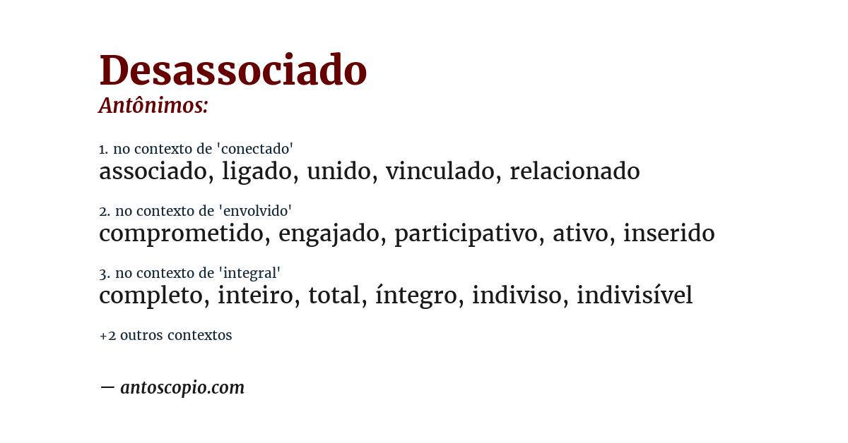 Antônimo de desassociado