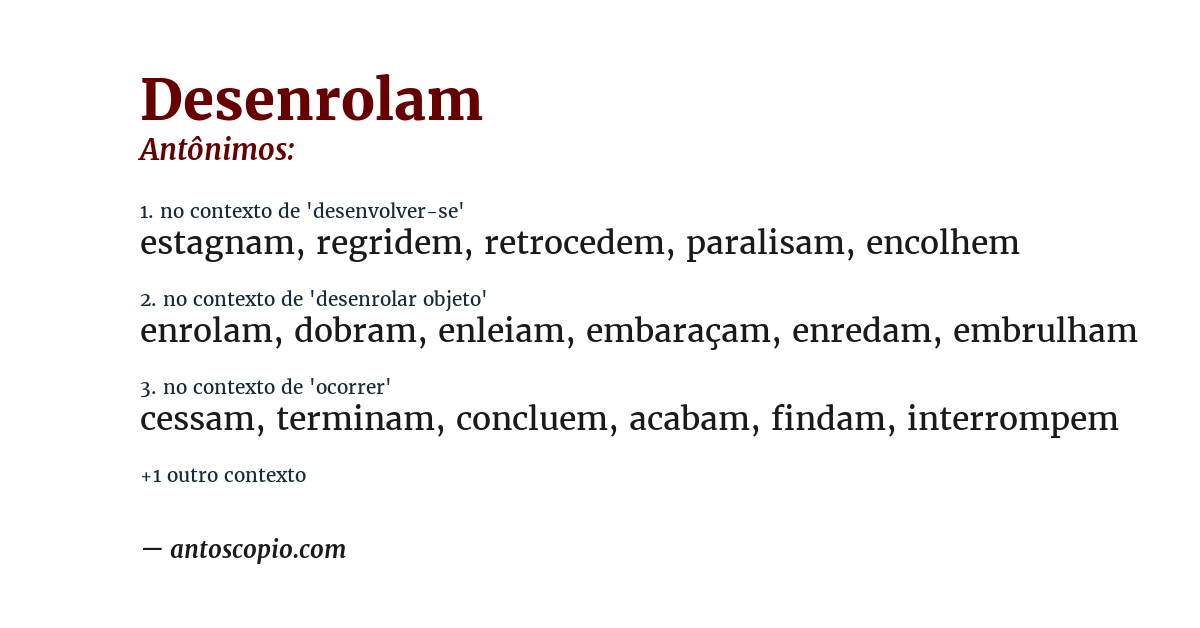 Antônimo de desenrolam