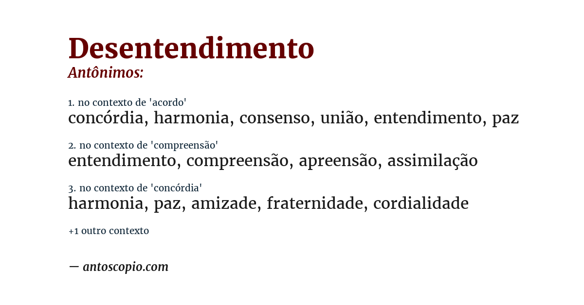 Antônimo de desentendimento