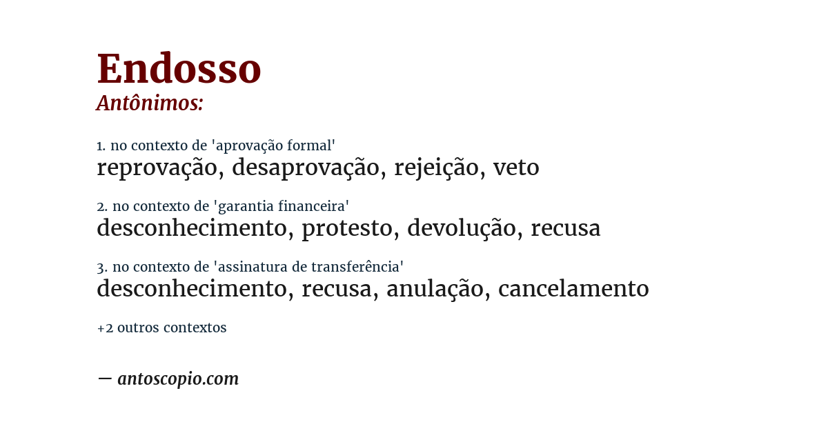 Antônimo de endosso