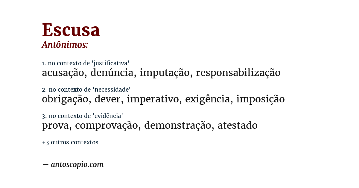 Antônimo de escusa