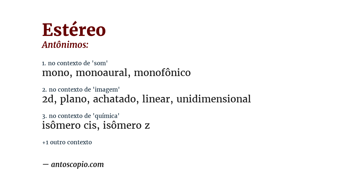 Antônimo de estéreo