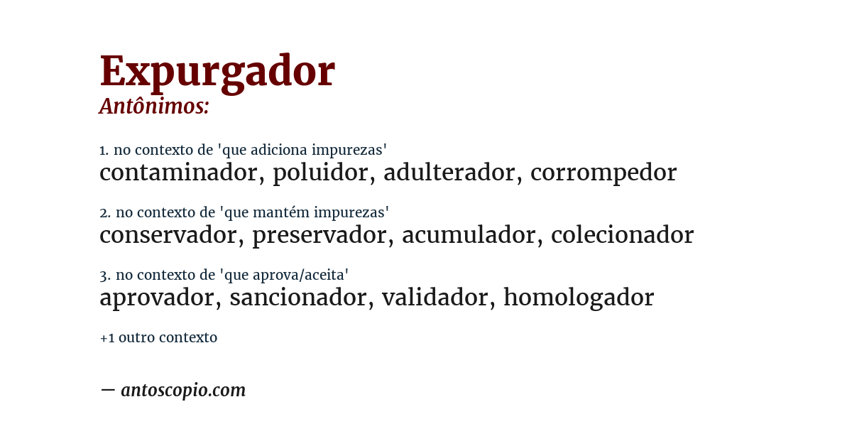 Antônimo de expurgador