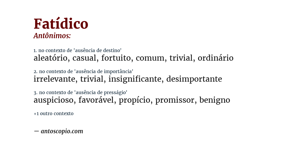 Antônimo de fatídico