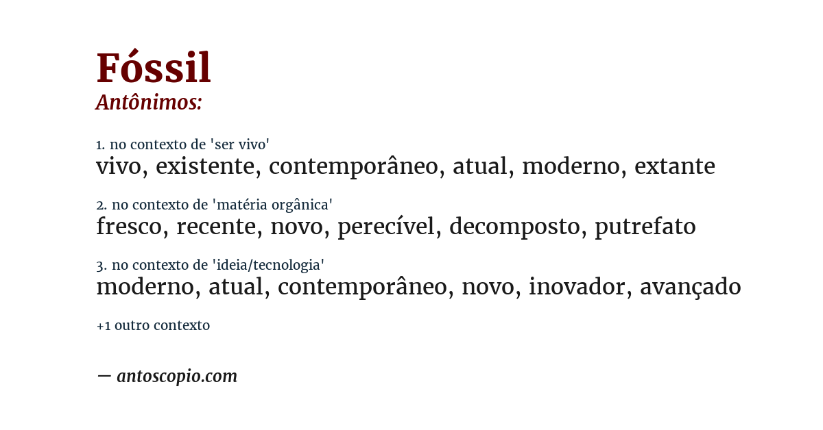 Antônimo de fóssil