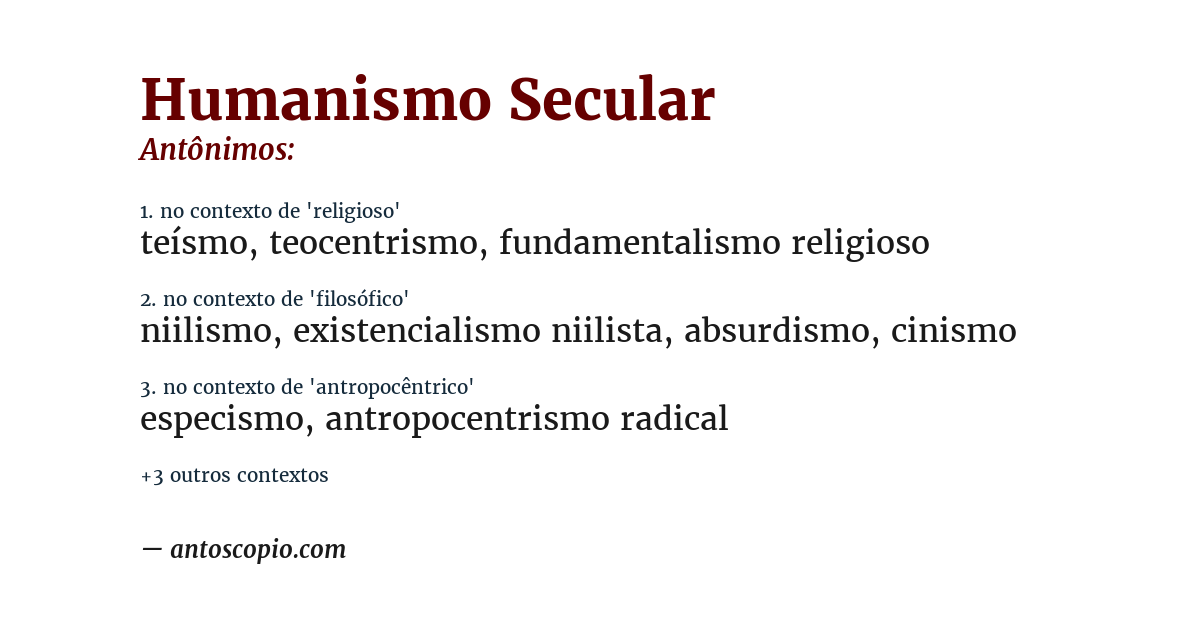 Antônimo de humanismo secular
