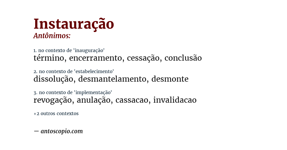 Antônimo de instauração