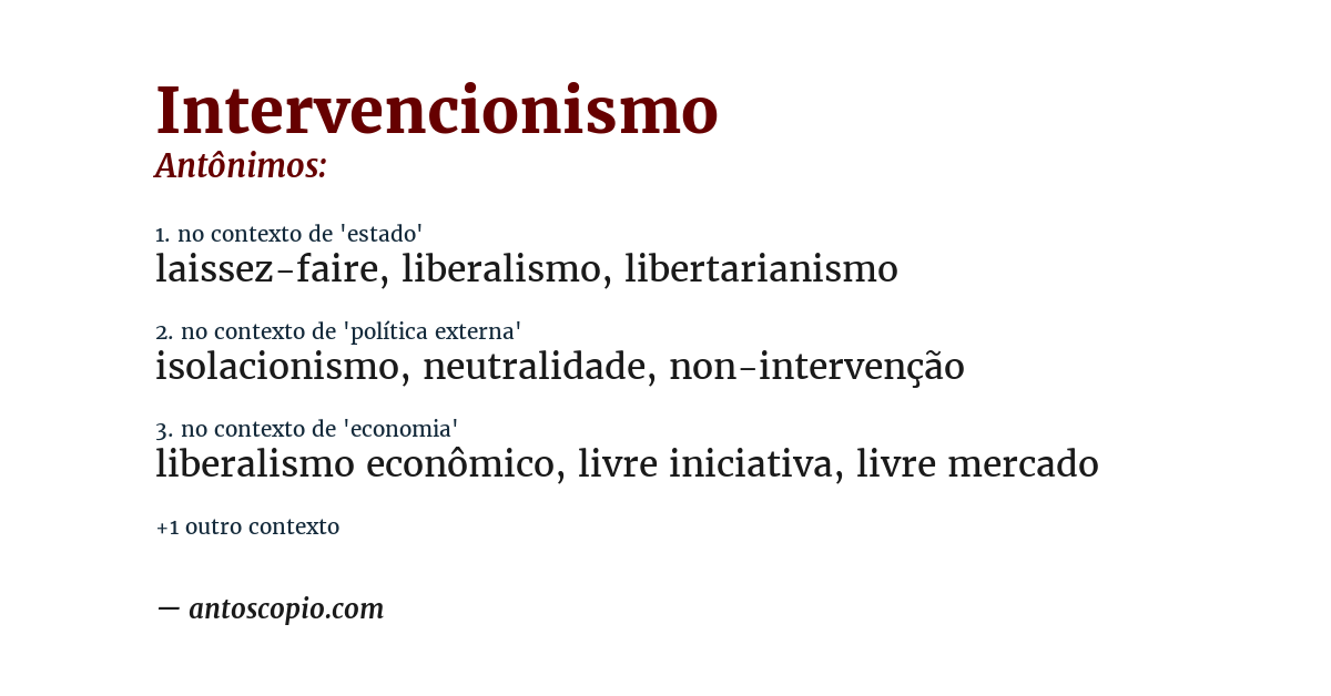 Antônimo de intervencionismo