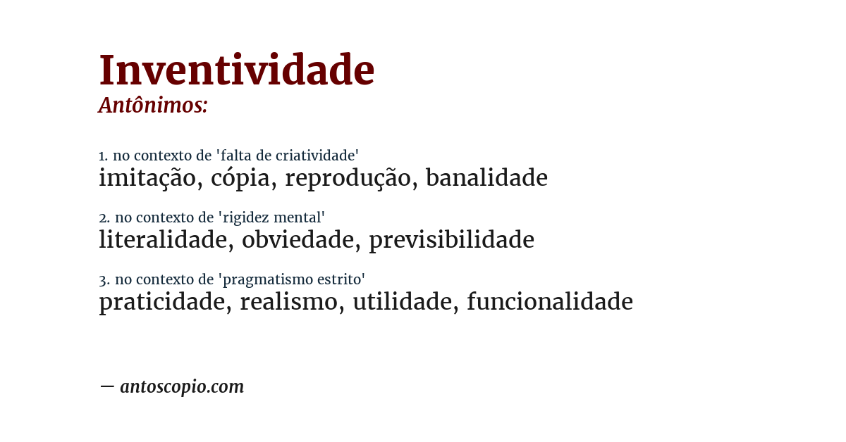 Antônimo de inventividade