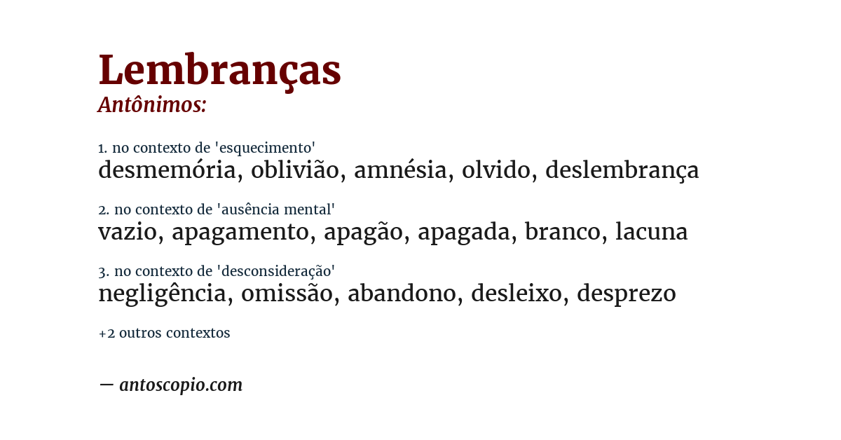 Antônimo de lembranças