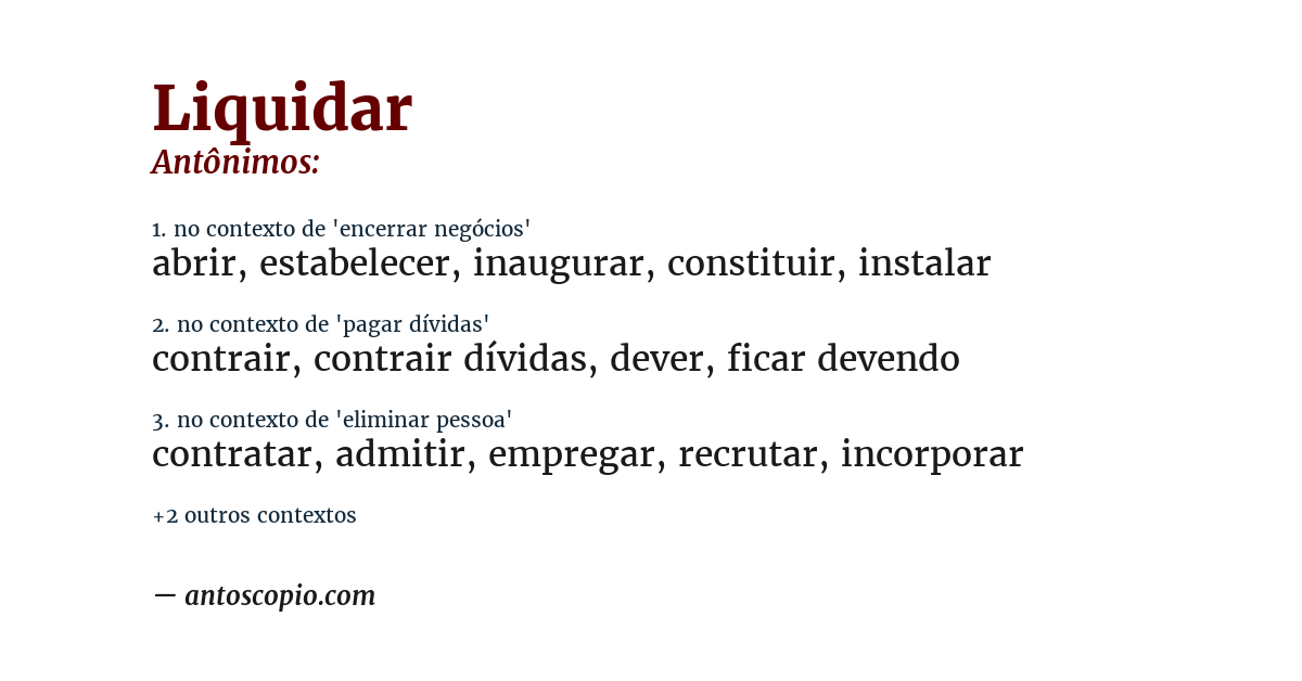 Antônimo de liquidar