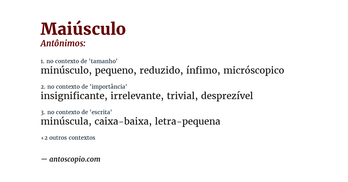 Antônimo de maiúsculo