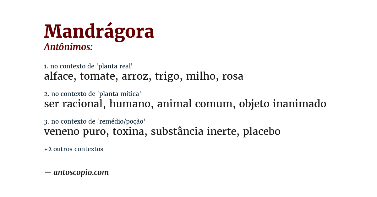 Antônimo de mandrágora
