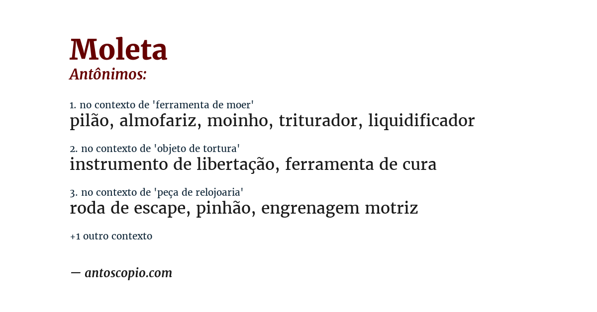 Antônimo de moleta