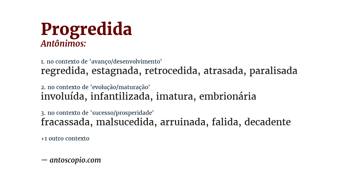 Antônimo de progredida