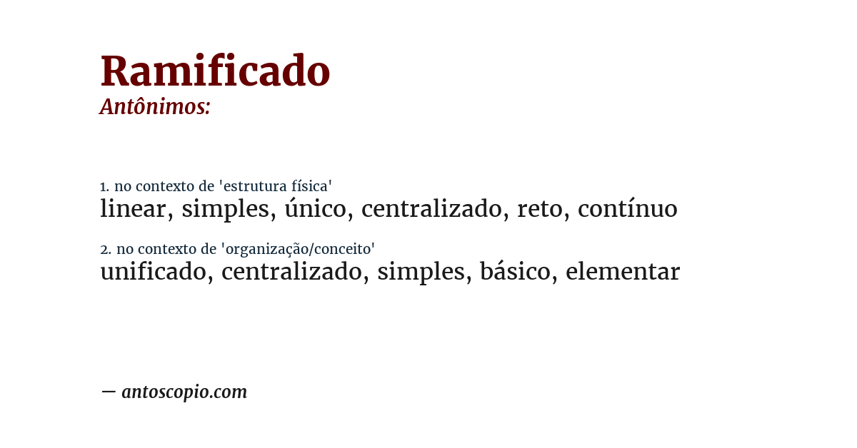 Antônimo de ramificado