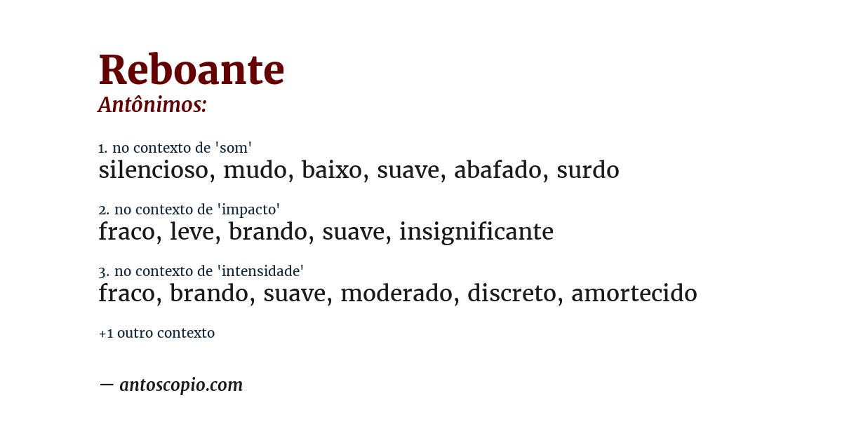 Antônimo de reboante