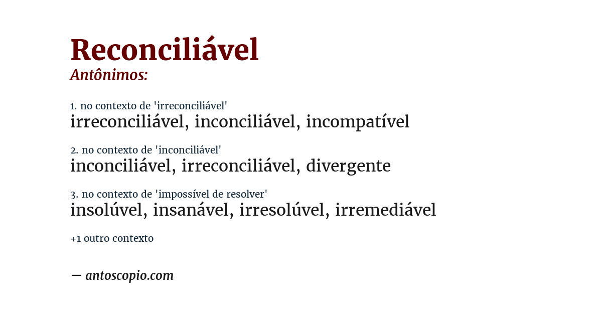 Antônimo de reconciliável