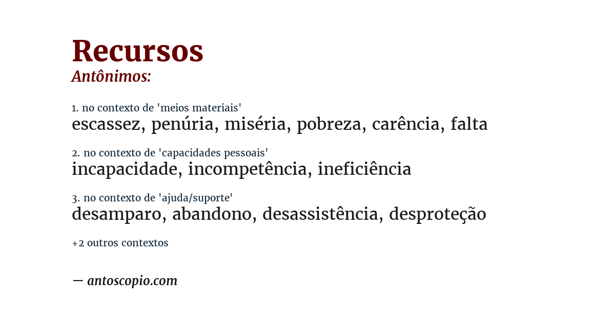 Antônimo de recursos
