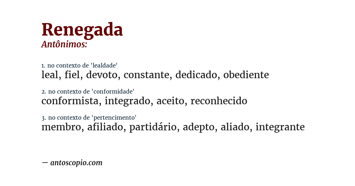 Antônimo de renegada