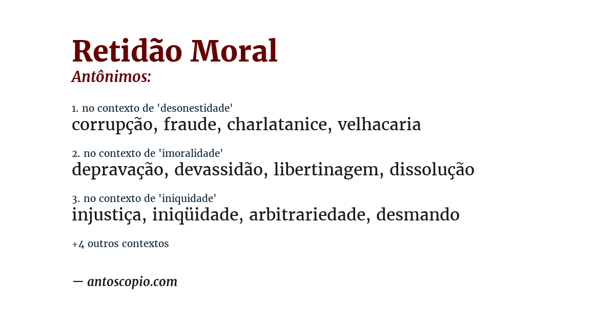Antônimo de retidão moral
