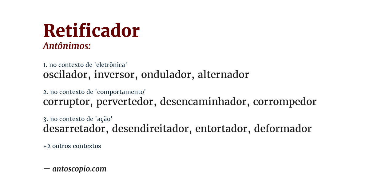 Antônimo de retificador