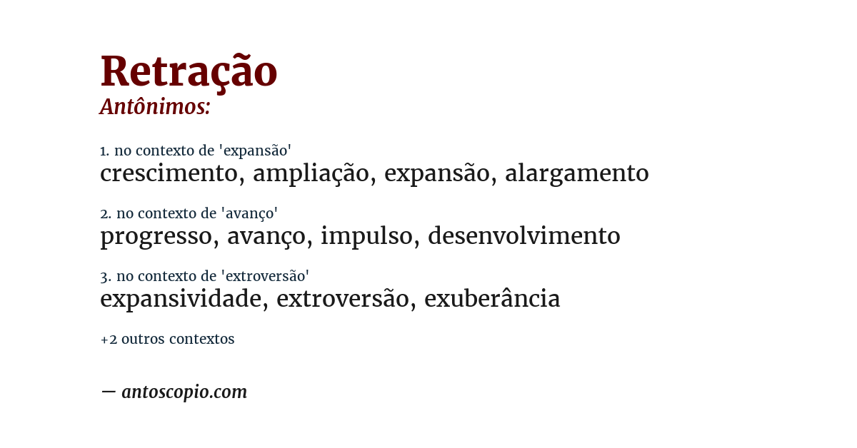 Antônimo de retração