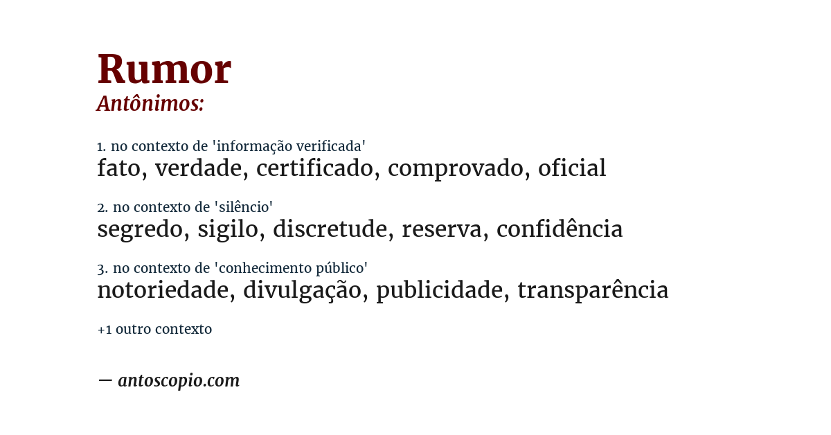 Antônimo de rumor