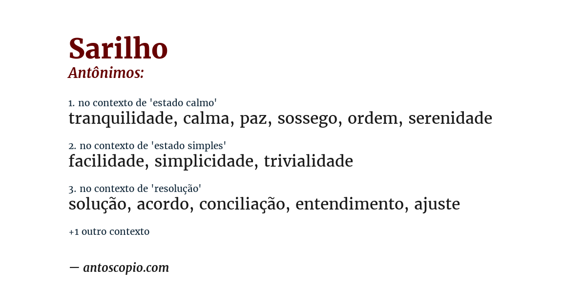 Antônimo de sarilho