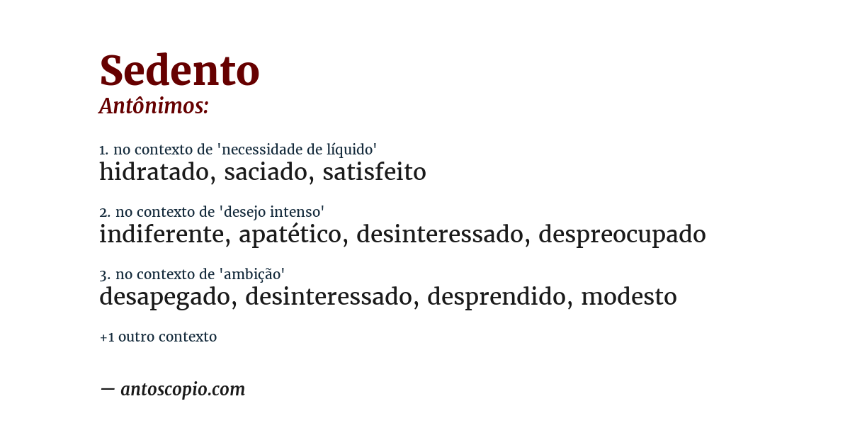 Antônimo de sedento