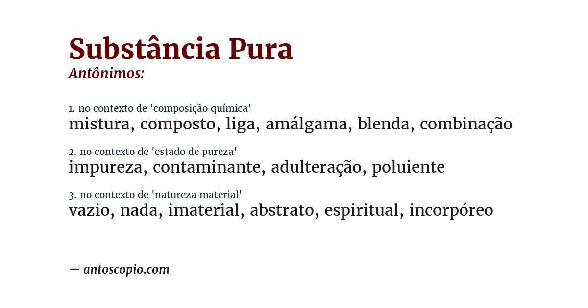 Antônimo de substância pura