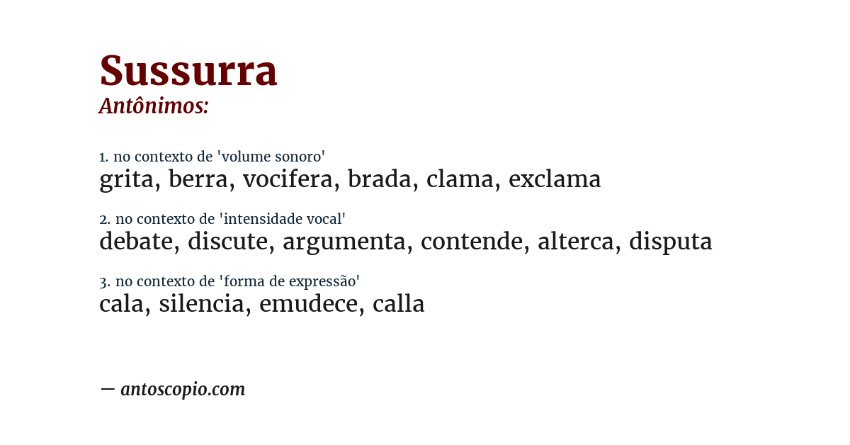 Antônimo de sussurra