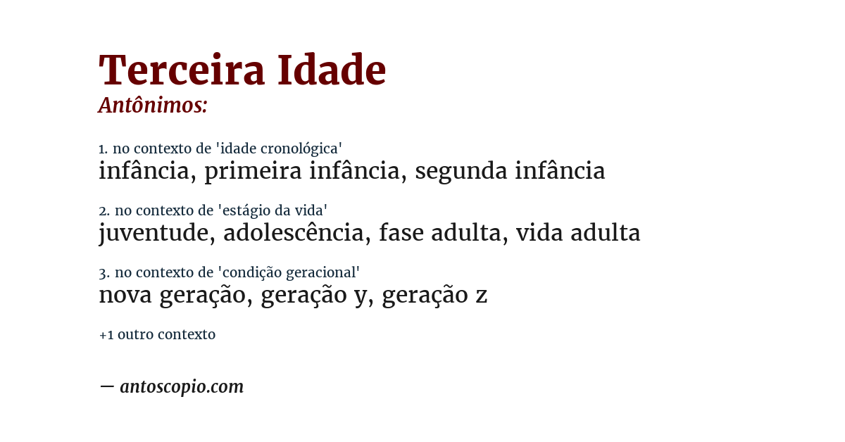 Antônimo de terceira idade