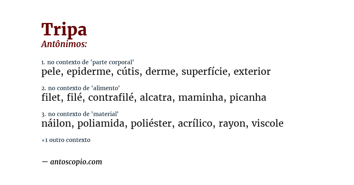 Antônimo de tripa
