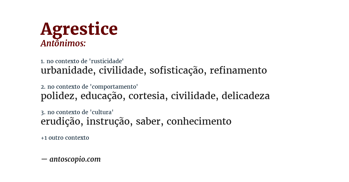 Antônimo de agrestice